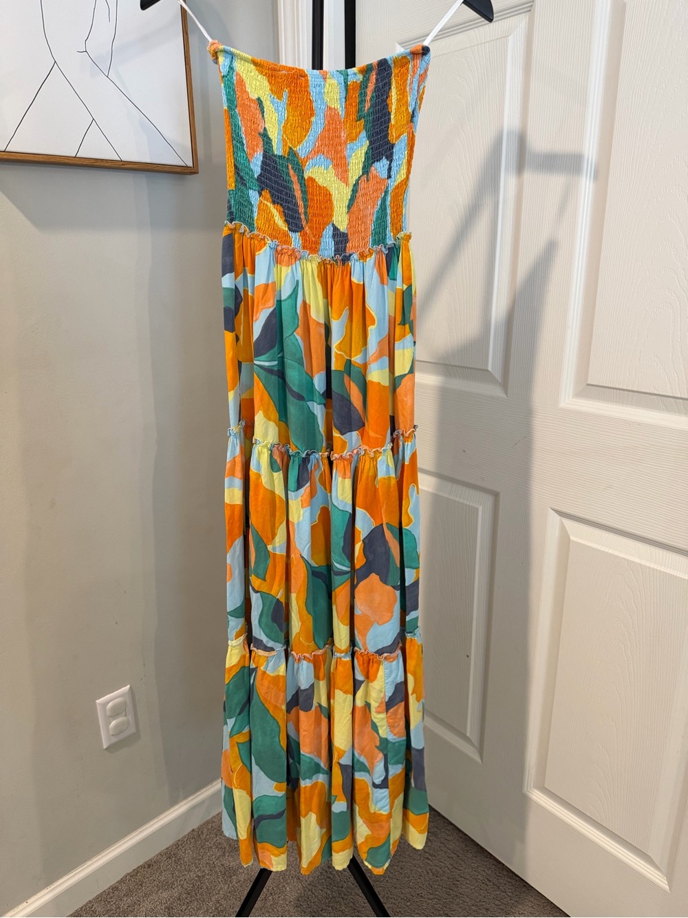 Multicolor Smocked strapless Maxi Dress